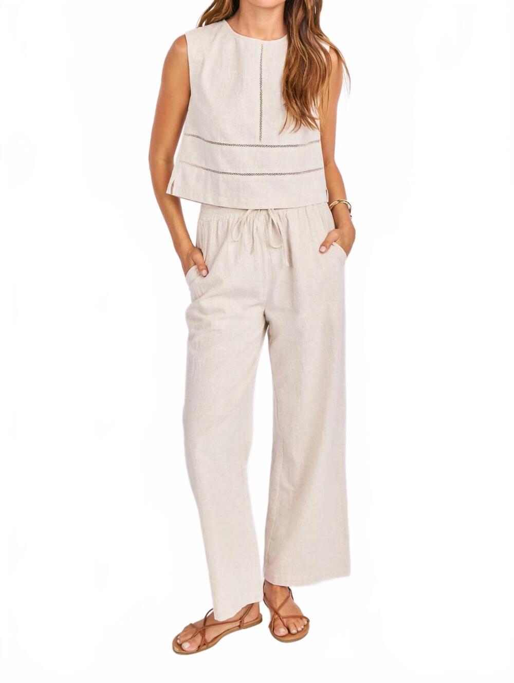 NEW SAGE THE LABEL sandbar open-back top in natural